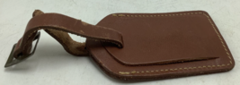 Vintage Brown Genuine Leather Luggage Bag Tag Snap Button w/Buckle Loop - $126.56 MXN