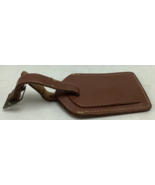 Vintage Brown Genuine Leather Luggage Bag Tag Snap Button w/Buckle Loop - $124.76 MXN