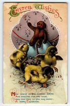 Easter Postcard Vintage Baby Chicks Teddy Bear Egg Gel Germany Wildt Kray German - £11.06 GBP