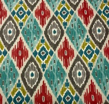 P Kaufmann Harlequin Kilim Fiesta Blue Red Green Cotton Slub Fabric By Yard 54&quot;W - £13.58 GBP