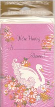 Vintage Shower Invitations Swan Pink American Greetings 10 Cards With En... - $8.90