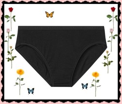 L   Dark Noir Black Stretch Cotton Victorias Secret High-Leg Waist Brief Pantie - £8.60 GBP