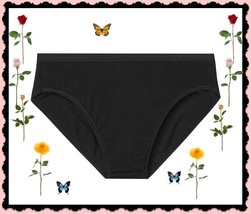 L   Dark Noir Black Stretch Cotton Victorias Secret High-Leg Waist Brief Pantie - £8.47 GBP