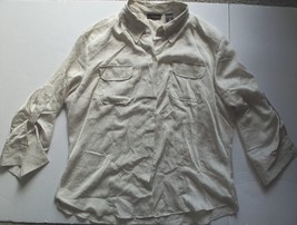 New York &amp; Company Long Sleeve Beige Shirt XL, Polyester - $11.88