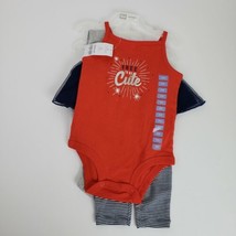 Carters Baby Girl 3 Piece Outfit 9M Free To Be Cute Red White Blue 4th Of July - $15.79