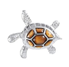 Unique Hawaiian Genuine Koa Wood Sea Turtle Necklace, Silver - £175.40 GBP