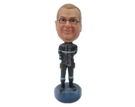 Custom Bobblehead Car Racer In His Racing Attire Ready To Have The Race Of His L - £70.32 GBP