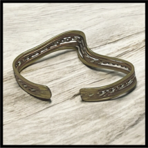 Vintage 5 Band Mixed Metal Wave Cuff Bracelet Copper Brass Silver Wavy Bracelet image 8