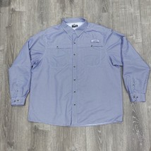 Habit Mens XL Solar Factor UPF40+ Short Sleeve Vented Shirt Blue White P... - $17.59