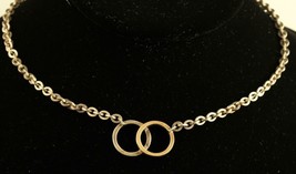 Vintage sterling silver 925 and 14k gold two hoops circle intertwined chain link - £78.58 GBP