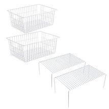 Wire Storage Basket + Large Cabinet Storage Shelf Rack - £61.06 GBP