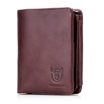 BULLCAPTAIN Leather Men&#39;s Trifold Wallet with Coin Pocket Business Purse - $34.87+