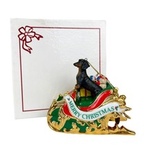 NEW Danbury Mint 2004 The First Annual Dachshund Merry Christmas Sleigh Ornament - £27.21 GBP