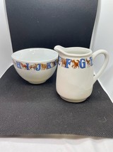 ABC Alphabet &amp; Animals Cream Pitcher and Open Sugar Bowl Made in Germany - £15.42 GBP