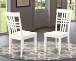 Wooden Seat And Linen White Hardwood Frame Dining Room Chair Set Of 2 Fr... - £133.32 GBP