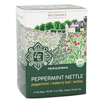 Four Elements Herbals Organic Herbal Tea Peppermint Nettle, 16 Tea Bags - $11.35