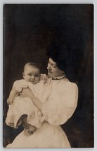 RPPC Lovely Mother With Sweet Baby Woman Tiny Waist Edwardian Lady Postcard Q24 - £7.13 GBP