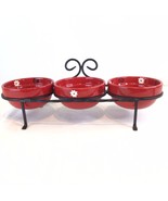 LTD Commodities Salsa and Dip Bowl Set Red Bowls With Flowers Chips And ... - £17.83 GBP