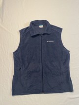 Columbia Fleece Vest Mens Large Navy Sleeveless Pockets Full Zip Outdoor... - $19.35