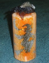 Orange &amp; Black Glittery Flying Witch With Bats Halloween Candle - BRAND NEW! - £6.07 GBP
