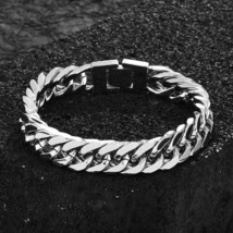 Men Silver Miami Curb Cuban Link Bracelet Punk Rock Jewelry Stainless Steel 10mm - £7.29 GBP