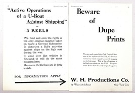 1919 Magazine Silent Movie Ad Active U-Boat Operations Beware of Dupe Prints - £12.03 GBP