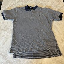Ralph Lauren Polo Golf Polo Shirt Men Large Navy Blue White Striped Wicking - $15.18