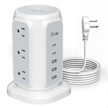 Flat Plug Power Strip Tower with 9AC Outlets 5 USB (2 USB C), 6.5 Feet 1... - $2,616.48 MXN