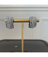 C-Shape Rhinestone Crystal Clip On Earrings Gunmetal - $31.96 CAD