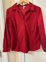 Women&#39;s Corduroy Shirt Top St. John&#39;s Size: XL Burgundy Button Down Front  - $24.99