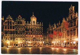 Belgium Postcard Bruxelles Brussels Sack Market Place Night - £2.32 GBP