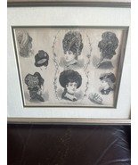 Vintage glass  Framed Women Millinery Fashion Ladies Magazine 19th Century - £54.81 GBP