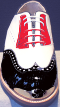 Men Bari Black/White/Red wing tip  Gold Toe golf shoes by Vecci - $335.00
