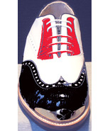 Men Bari Black/White/Red wing tip  Gold Toe golf shoes by Vecci - $335.00