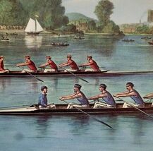 Vintage 1957 Currier &amp; Ives Lithograph Four Oared Shell Race Calendar Au... - $50.00