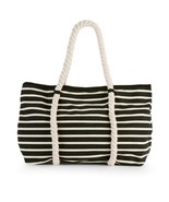 No Boundaries Beach Tote Stripe Rope Tote Black Stripe NEW - £11.82 GBP