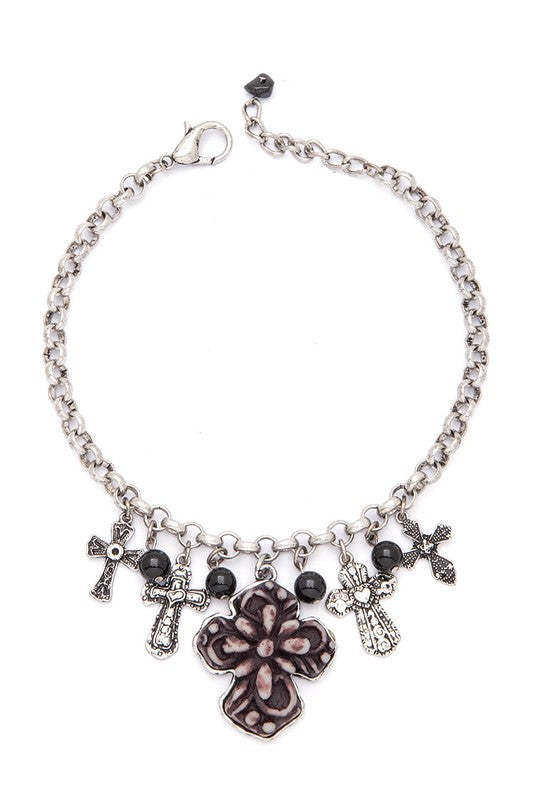 Mix Stone Cross Western Boot Charm Item image 6