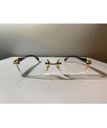 Unisex, rimless, polygonal eyeglasses with clear lenses and gold accent ... - €8,61 EUR