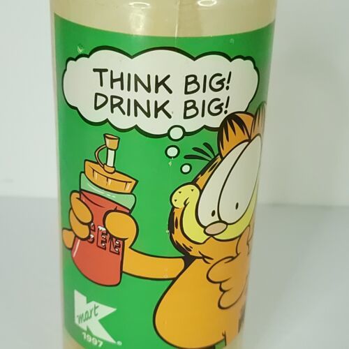 Vintage Garfield Water Bottle Think Big Drink Big Straw KMART Exclusive - $21.77