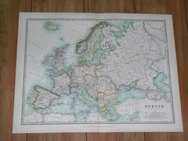 1907 Antique Map Of Europe German Austria Russia Empire Poland France Turkey - £21.12 GBP