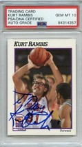 1991-92 NBA Hoops #169 Kurt Rambis Signed Card Auto Grade 10 PSA Slabbed - £239.79 GBP