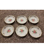 6 - Beautiful Gold Colored Trimmed Flowered Bavarian Bowls - $49.15 CAD