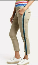 PAM &amp; GELA Khaki Uniform Metallic Side Stripe Step Hem Skinny Pants Size 26 - £61.37 GBP