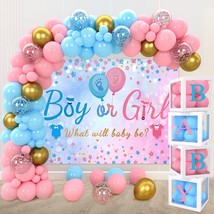 Gender Reveal Baby Balloon Boxes Decorations, Pink Blue Balloon Arch Garland Kit - £32.75 GBP