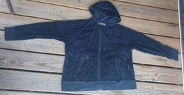 Sport Savvy Velour Full Zip Front Hooded Jacket Hoodie w/ String 1X Navy Blue - £11.93 GBP