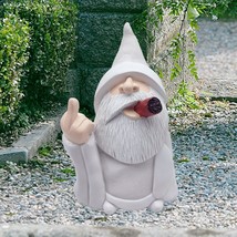 Funny Smoking Wizard Gnome Garden Statue Outdoor Decor Naughty Paintable Middle  - £19.95 GBP