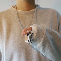 Titanium steel cute movable doll robot necklace for men and women hip-hop trend  - £6.88 GBP