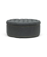 Neah Gray Linen Modern Tufted Ottoman - $9,987.72 MXN
