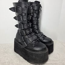 DEMONIA Damned 225 SIZE 6 Multi Strap Goth Punk Rock 3.5" Platform Boots... - $64.34