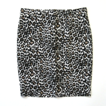 NWT J.Crew Factory Basketweave Pencil in Ivory Leopard Print Cotton Skirt 8 - £15.18 GBP